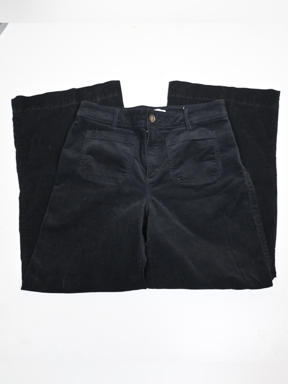 LOFT Women's 8 The Palmer Wide Leg Brushed Corduroy Jean in Black - Picture 5 of 12